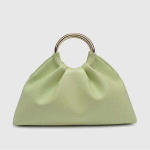 Elegant Green Handbag with Gold Handles